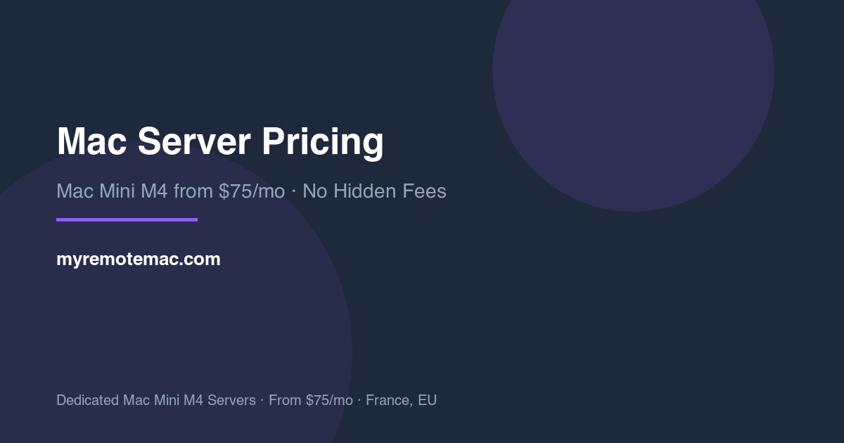 Mac Server Pricing | Mac Mini M4 from $85/mo | My Remote Mac